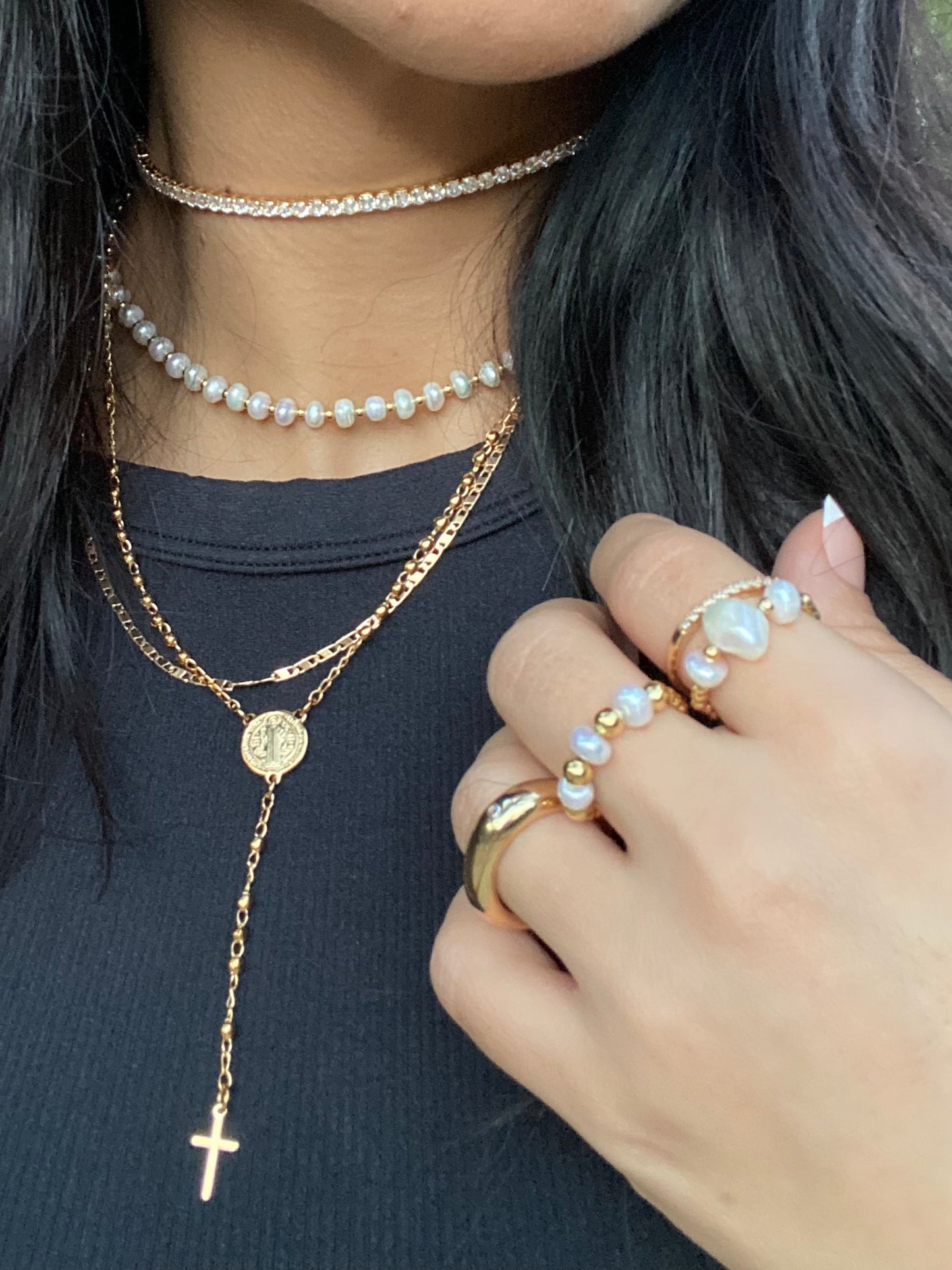 GOLDEN PEARLS RING