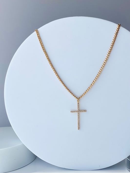 CUBAN LINK CROSS NECKLACE